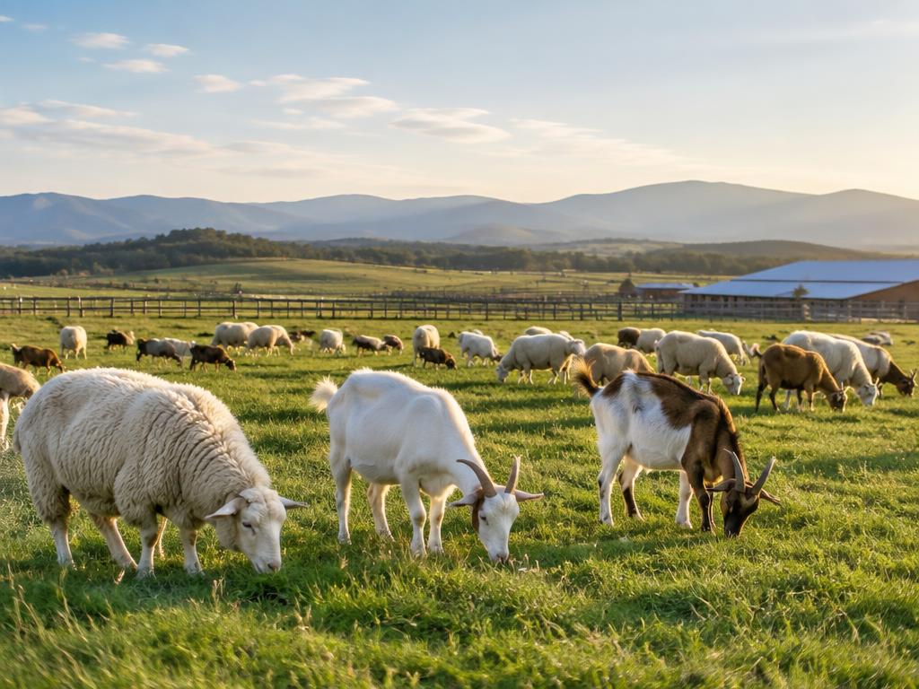 Sheep and goats in a production environment